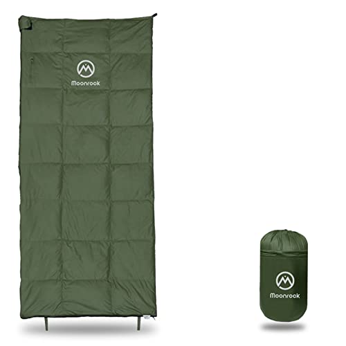 【Moonrock】 寝袋 シュラフ ダウン コンパクト 軽量 封筒型 限界使用温度5度 (カーキ) 1枚目
