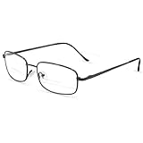In Style Eyes Enda Italian Design Middle Bifocal Reading Glasses, Metal Frames, Pewter, 1.5x
