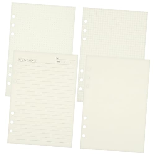 Operitacx 4個リフィル用紙 ドット入り ルーズリーフバインダー用紙 パンチ対応 ノート帳交換用 方眼罫線入り プランナー交換用インサート