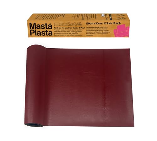 Image of MASTAPLASTA Original Leather Repair Tape - Red 47.5in x 12in (120 x 30cm). Upholstery-Quality. Quick and Easy Leather Repair Patch Self Adhesive for Couch, Leather Patches for Car Seats