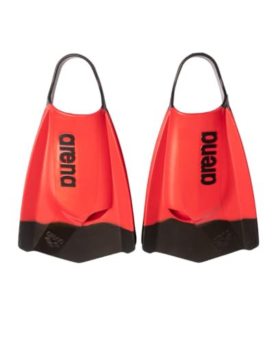 Image of Arena Unisex Adult Powerfin Pro II Swim Training Fins Men and Women Silicone Short Blade Flippers Left-Right Customized, Sizes 4.5-13.5