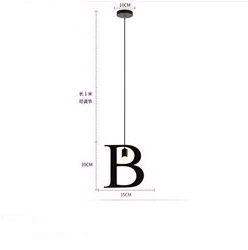 Lámpara colgante de luz con letras de sombra y diseño creativo B