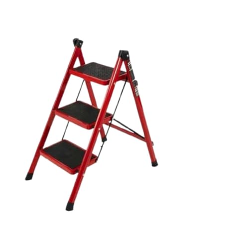MsiDtsoy 脚立 3段 軽量 室内脚立 おしゃれ 折畳み ステップ 折りたたみ コンパクト 梯子 (レッド) [並行輸入品]