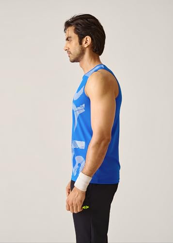 Image of STRCH Men's ActiveCore Tank Top | Regular Fit Sleeveless Activewear Vest | Crew Neck Workout Tank for Gym, Running, Training & Fitness | UV Protection & Anti-Odour | Electric Blue
