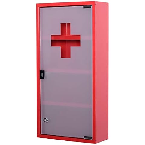 HOMCOM Edelstahl Medizinschrank Arzneischrank Erste Hilfe Schrank Cover