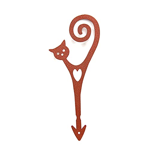 STEELDECO Plant Stakes Powder Paint Coating Garden Picks-Potting and Changing -Steel-Brown- Cat