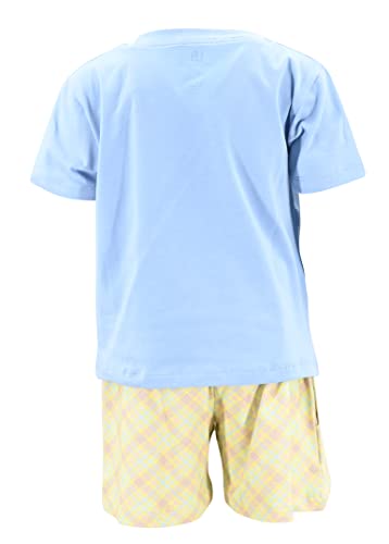 Image of Unique Baby Boys 2pc Shorts Set Outfit Short Sleeve Shirt with Embroidery Design and Shorts