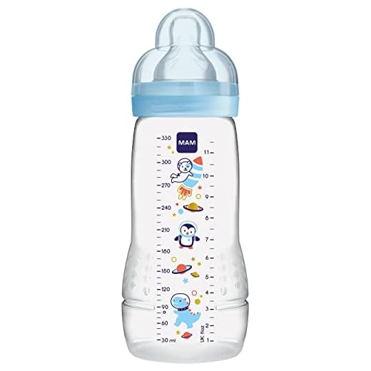 Intrucciones en lengua extranjera - Mam - Botellas segunda infancia, 330ml, a partir de 6 meses en adelante, tipo de flujo X, Color: Azul