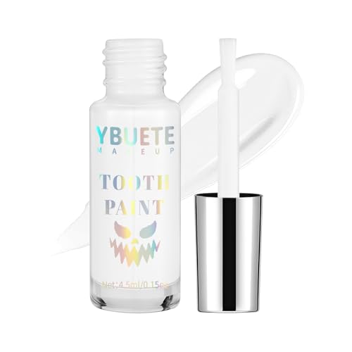 YBUETE White Teeth Paint, Instant Bright White Vampire Tooth Costume -No Streak, Long Last Tooth Makeup FX Paint, Professional Cosplay Teeth for Cosplay, Halloween Makeup & Special Effects