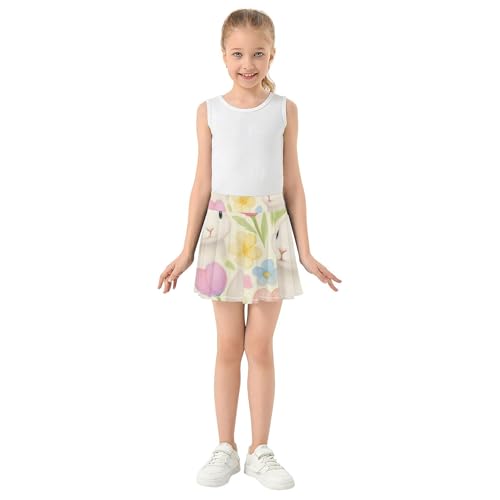 Athletic Shorts Girls Skorts Kids Tennis Skirts Clothes Butterfly Skirt Cute White Rabbits Tulips Colorful 3t3
