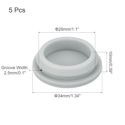 Image of MECCANIXITY 5pcs Silicone Snap in Locking Hole Plugs,28mm /1.1 Inch Mounting Diameter Narrow Groove Width 2.5mm Panel Seal Cover Round for Kitchen Bulkheads Waterproof Sealing Plugs Grey