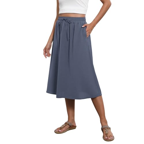Image of Witsmile Flowy Skirt Elastic High Waist A-Line Skirt with Pockets Bohemia Cover-up for Women 2026 Trendy(S-2XL)