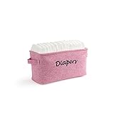 Dejaroo Baby Diaper Storage Bin - Nursery Organizer Caddy - Embroidered Eco-friendly Pink Linen