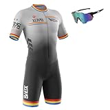 Summer Cycling Skinsuit Triatlón for Hombres, Pro Manga Corta Traje de Ciclismo,Mono Triatlon Hombre,Mono Ciclismo Hombre,para Correr, Andar en Bicicleta... (1,3XL)
