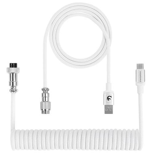 XINMENG X MAMBASNAKE C01PRO Spiral-Tastaturkabel, Typ-C HyperSpeed-Leitung mit 8KHz-Rücklaufrate für Gaming-Tastatur, Geflochten Benutzerdefiniertes USB-C-Kabel mit Metall-Aviation, PC/Telefon - Rosa