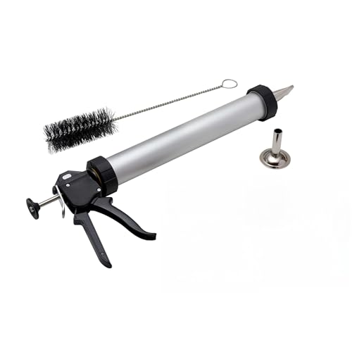 QXYOGO Embutidora,Embutidora de Chorizos,Embutidor de Sal Cañón Jerky con Boquillas Y Cepillo, Aluminio Anodizado Y Acero Inoxidable(Jerky Cannon)