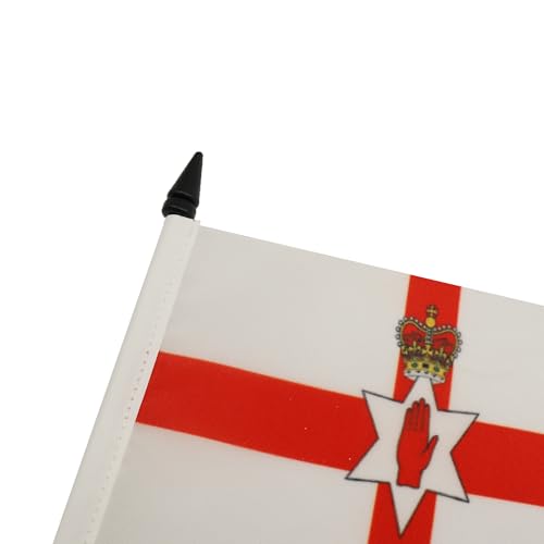 Image of Northern Ireland Table Flag 4'' x 6'' - Irish Desk Flag 15 x 10 cm - Black plastic stick and base - AZ FLAG