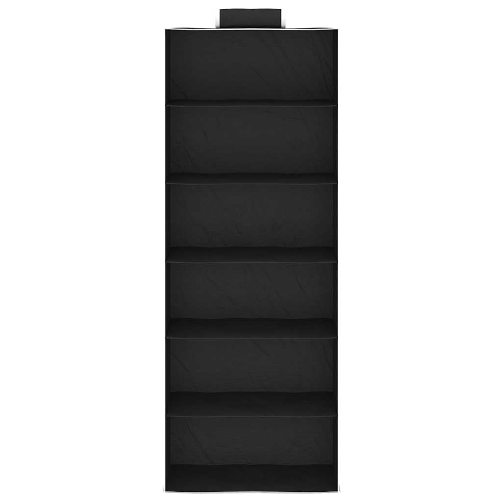 Organizador colgante para armarios 2 unidades con 6 compartimentos de tela en blanco y negro, 30 x 15 x 80 cm, plegable, ahorra espacio, estable y de pie para armario, armario, dormitorio