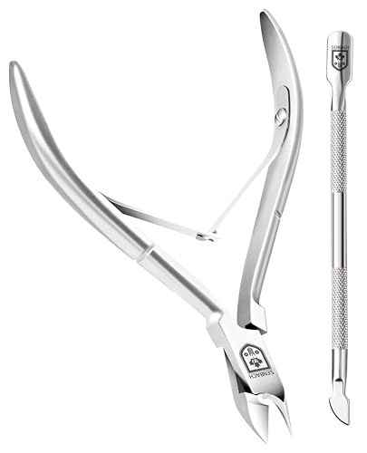 Image of SENBACH Cuticle Trimmer with Pusher, Remover and Nipper -Durable Stainless Steel Professional Pedicure and Manicure Tools for Fingernails and Toenails (Silver)