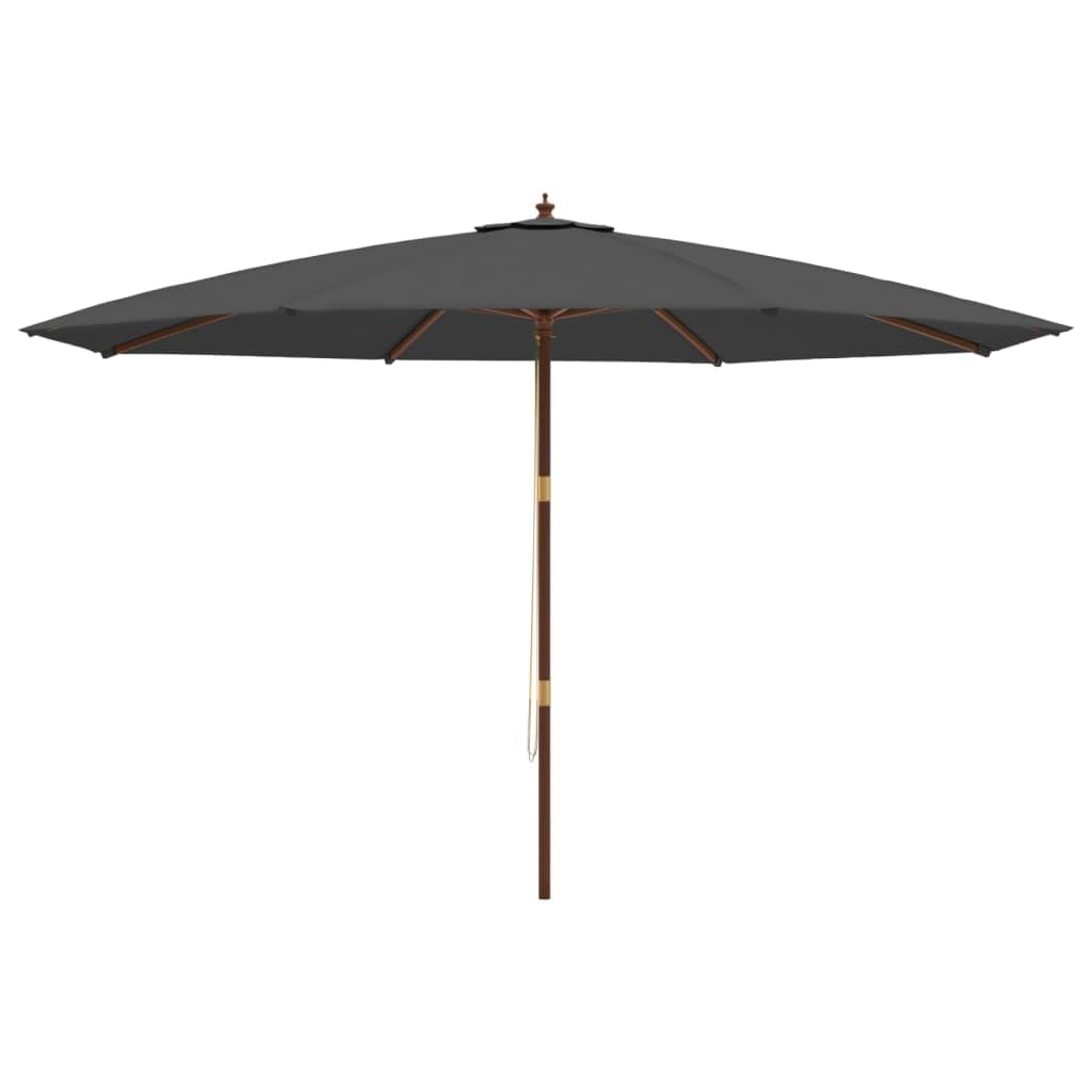 Parasol de jardin imperméable avec poteau en bois gris anthracite 400 x 273 cm Protection UV pour patio, extérieur, piscine, restaurant et café