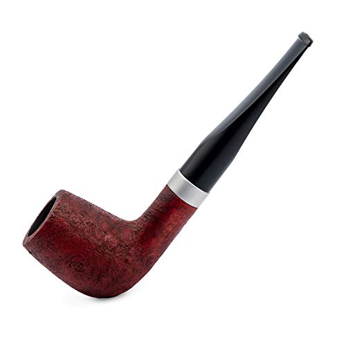 Dr. Watson - Wooden Tobacco Smoking Pipe, Hand Carved of Briar Root, classic Billiard shape, Fits 9mm filter, Comes with Pouch, Boxed (Mahogany)