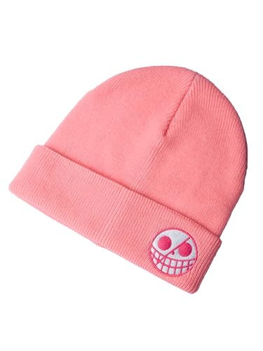 Image of ComicSense.xyz Unisex Anime Embroidered Beanie for Men and Women, Doffy Winter Anime Cap Beanies Pink