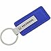 Genuine Blue Leather Rectangular Silver Honda Logo Key Chain Fob Ring