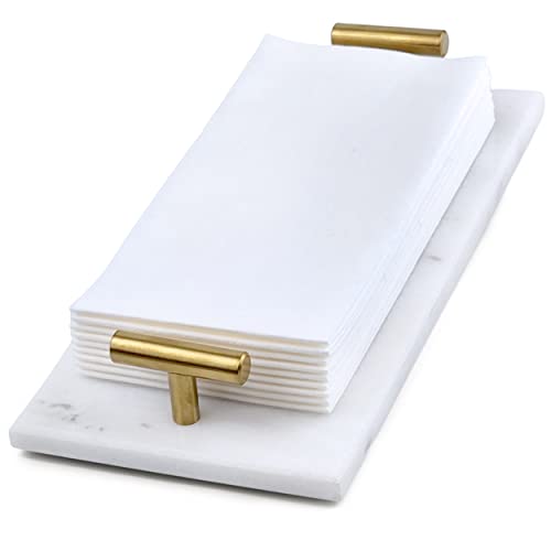 Guest Towel Holder Tray for Bathroom - White Marble-Tray - Napkin Holder for-Bathroom - Paper Hand Towel Holder.