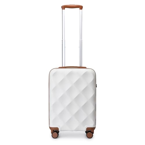 British Traveller Handgepäckkoffer 54x36.5x21.5 cm Leichter Reisekoffer aus ABS+PC mit TSA-Schloss, 4 Rollen Koffer Trolley