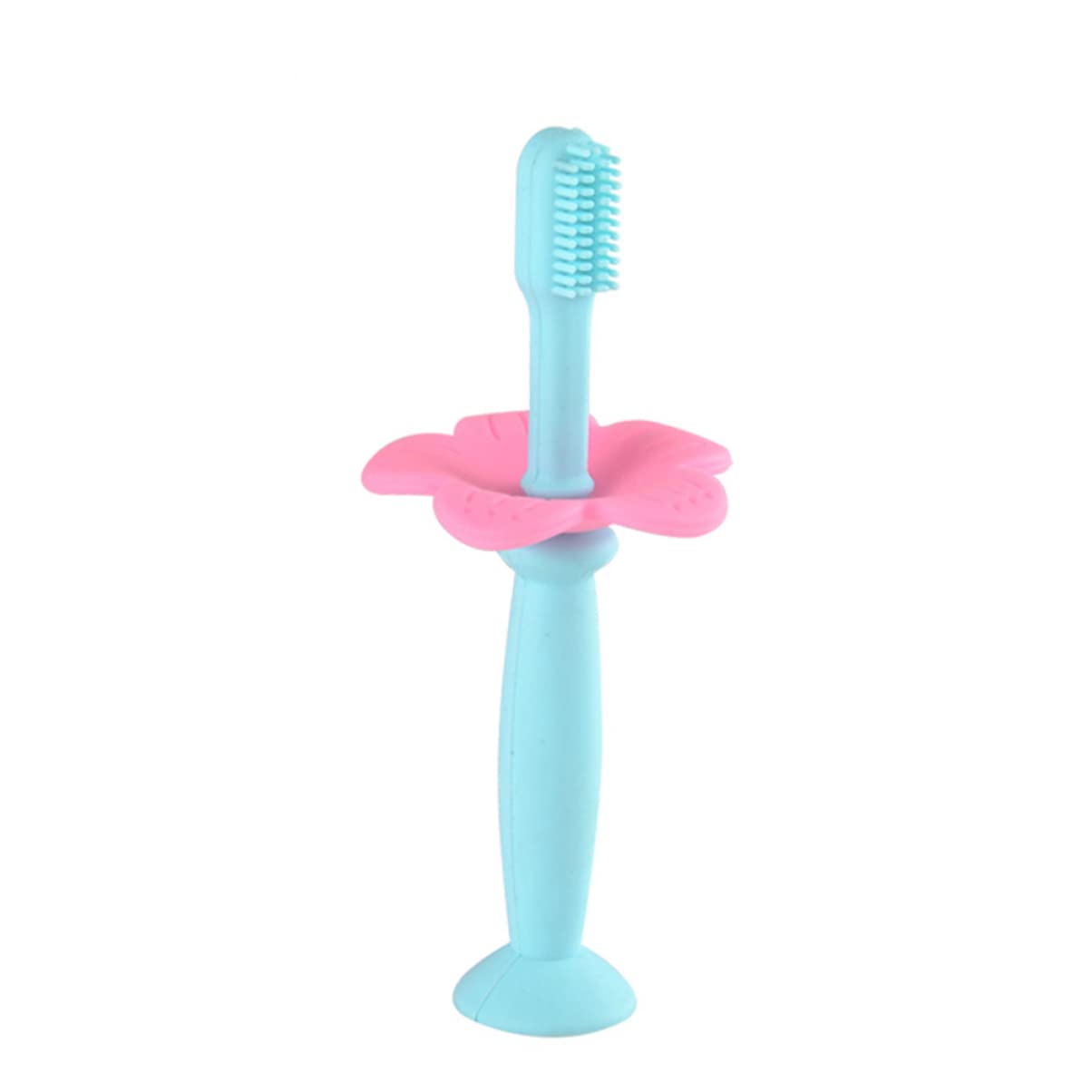 FRCOLOR 6pezzi Spazzolini Manuali Siliconper Ragazzo Ragazza Con Protezionper Gengive Rosa e Blu Per Igiene Orale Dei Piccoli Per Ai Denti Da Latte