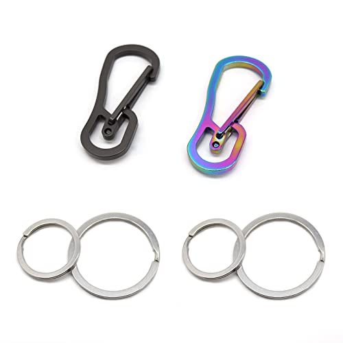 Alpha Belle 2 Pcs Titanium Plated Keychain Car Keychain With 4 Detachable Key Rings For Men And Women （Black And Rainbow） #TOP1