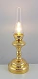 The Miniature Lighting Co Dolls House Led Battery Brass Gold Hurricane Lamp Warm Light