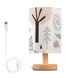 Matériau : tissu de lin (abat-jour) + lumière LED (pas d'ampoule) avec base en bois + ligne de bouton USB (non démolition), durable et fiable, pas facile à casser ou à déchirer.