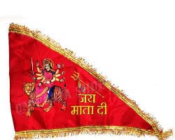Jai MATA Di Religious Flag with Golden Border | Durga MATA Bhagwa Dhwaj for Mandir, Home Temple, Navratri Decoration | Hindu Devotional Triangle Flag for Pooja Room, Festival, Outdoor Temple Use-image-47