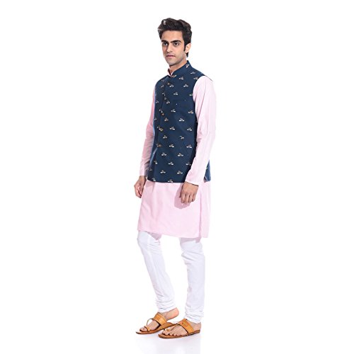 Pijama de algodón ropa de dormir hombre Royal Kurta conjunto chaqueta rosa 3