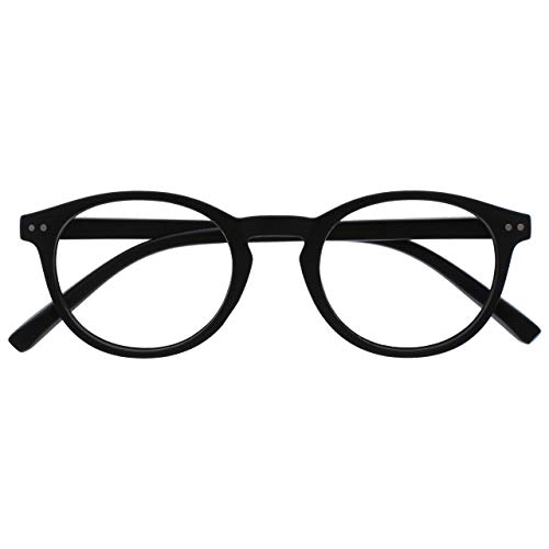 OPULIZE Zen Reading Glasses Cool Round Frame Spring Hinges Scratch Resistant Matte Black Mens Womens R24-1 +1.00