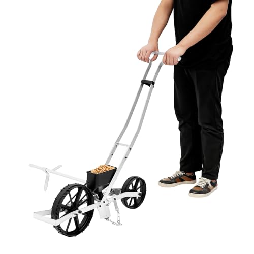 nadinedutol seminatrice da giardino manuale regolabile in altezza a fila singola, seminatore per semi come mais, porro, spinaci, carote