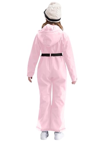 Kids Girls One Piece Snowmobile Snowsuits Long Sleeve Zipper Hooded Winter Thick Warm Snowboard Ski Jumpsuit2