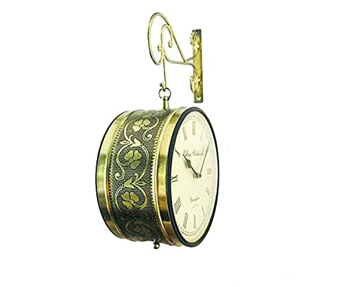 Kamdhenu art and craft Metal Analog Round Wall Clock (8 inch, Gold)