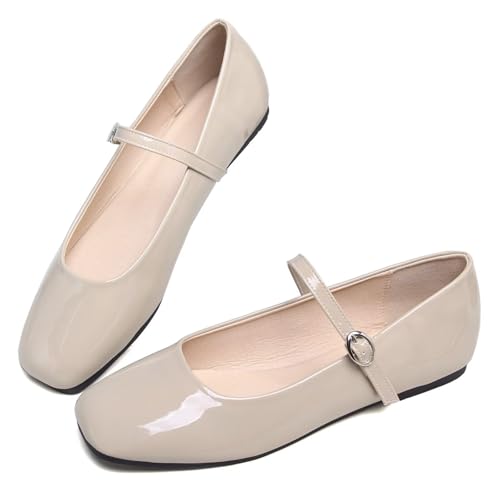 Image of LUXINYU Women's Slip on Flats,Classy Round Toe Solid Classic Mary Jane Ballet Dance Shoes Soft Comfortable PU Flat Shoes