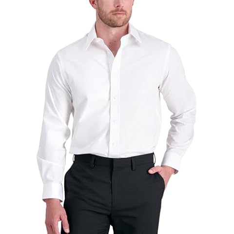 Louis Raphael Men's Tailored Fit Dress Shirt, Solid White Cover