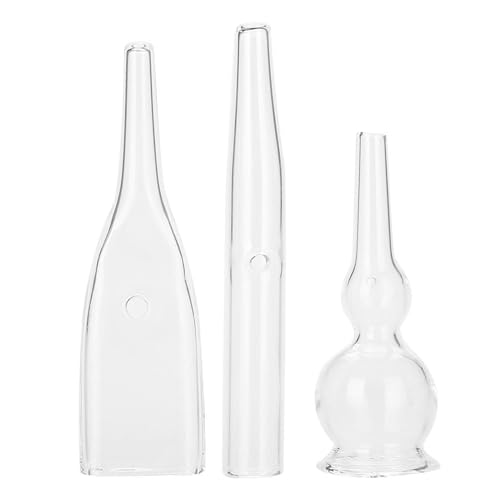 Vacuum Glass Tube, 3 Pcs Glass Pipes for Vacuum Face Cleanser Blackhead Removal Machine Accessories Deep Pore Cleaning Tools, Compatible with Most Suction Beauty Devices
