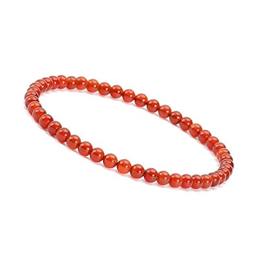 Unique Gems Pulsera de piedras preciosas Ágata roja Ø 4mm Chakra Pulsera de Energía
