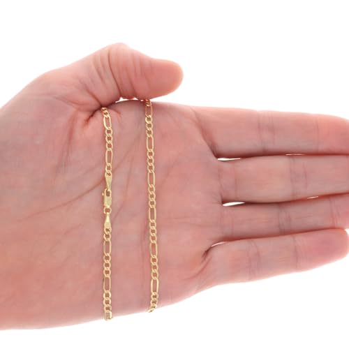 Nuragold 14k Real Yellow Gold Figaro Link 3.5mm Chain Bracelet (7"-9") Italian Jewelry for Men & Women4