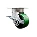 Kingpinless Polyurethane on Cast Iron Swivel Top Plate Caster w/4" x 2" Green Wheel & Side Lck Brake - 700 lbs Capacity/Caster - Service Caster Brand