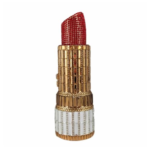 Image of Luxury Ladies Lipstick Shape Evening Clutch Rhinestone Shoulder Bag Crystal Evening Bag for Cocktail Prom