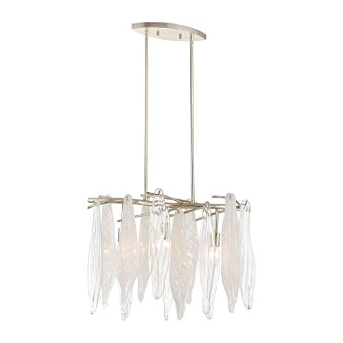 Elk Lighting 32433/3 Winterlude 3-Light Silver Leaf with Clear and Encased White Hand Formed Glass Chandelier
