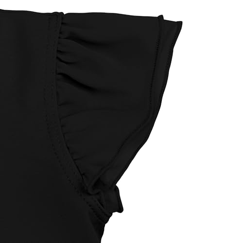 ZNYUNE Mädchen Ballettkleidung Kreuz Rücken Blattärmel Baumwolle Tanzkleid Tanzbody Balletttrikot Ballettanzug Kinder mit Chiffon Rock Tütü B440 Black 152/158