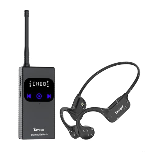 Tayogo 水泳イヤホン 骨伝導イヤホン Bluetooth5.4 オープンイヤヘッドセット 防水ヘッドホン Bluetoothモード+水中受信モード 15時間連続再生 IPX8完全防水 マイク付き 通話機能 収納ケース付き 日本語音声ガイド 日本語取扱