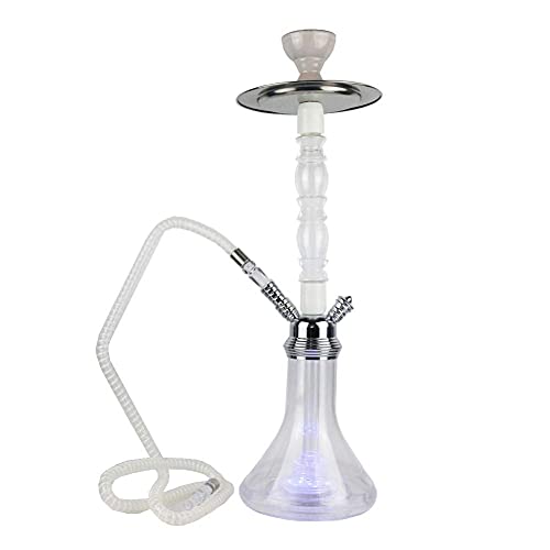 BGSFF Shisha-Set mit Licht, 1 Schlauch, großem Acryl-Shisha-Zubehör mit Holzkohlezange, Keramik-Rauchschale